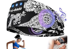 LC-dolida Bandeau Ecouteurs pour Dormir Bandeau Bluetooth, Original Bandeau écouteur de Musique pour Hommes Femmes,Bandeau Bluetooth Sommeil avec Ultra-Fins HD Stéréo pour Sport,Dormir,Voyage