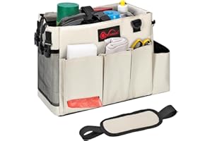 Vinsani Cleaning Caddy Multifunctional Storage Organiser Bag with Handle and Adjustable Waist and Shoulder Straps for Cleaning Supplies, Home, Craft, Car and Garden Tool Kit