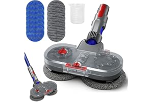 DYDHRER Tête de Vadrouille Electrique pour Dyson V7 / V8 / V10 / V11 / V15 Aspirateur, Sol électrique avec Réservoir d'eau Amovible et 12 Vadrouilles Lavables (Gris)