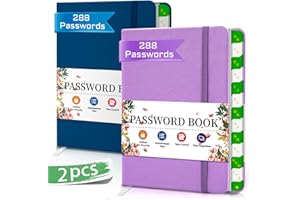 BLESWIN Livre de mots de passe avec onglets alphabétiques, livre de mots de passe Internet pour les connexions à des sites Web, couverture rigide, n'oubliez jamais votre mot de passe,dark blue&purple