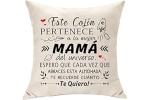 Hasodeo Este Cojín Pertenece a la Mejor Mamá Funda de Cojín Decorativa 45x45 cm Regalos para Madre Cumpleaños Día de la Madre Navidad Bautizo Funda de Almohada Regalos (Mamá)