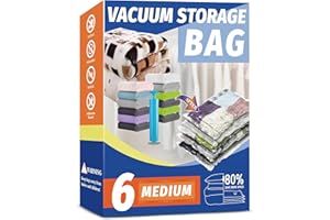 IMENSE Vacuum Storage Bags, Space Saver Bags, Vacuum Sealer Bags for Comforters and Blankets, Compression Storage Bags for Clothes Storage, Hand Pump Included (6 Medium)