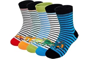 PUTUO Chaussette en Coton Enfant Garçon: Socquettes Enfants Chaussettes Fantaisie Animaux Rigolotes Idée Cadeau 2-12 Ans 5 paires