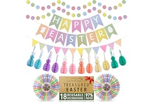 ITSY BITSY PARTY CO Premium Reusable Easter Decorations - Easter Banner, Easter Bunting, Paper Easter Decorations Home - Easter Egg Hunt Decorations, Easter Tree Decorations, Easter Table Decorations - Spring Decorations