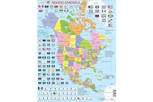 Larsen K17 Nord America Politica, Edizione Olandese, Puzzle Incorniciato con 70 Pezzi