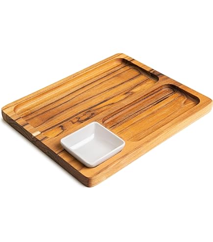 Vassoio Portavivande In Legno Massello Rettangolare 30x24 Cm - Ideale Per Colazione, Tè E Ristorante