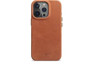 WIIUKA Etui do iPhone 15 Pro, skóra z Niemiec, skórzane etui bardzo cienkie, etui premium na telefon komórkowy, Case, Qi, Vintage Cognac Brown, SKMO1-IP15P-CO4
