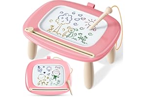 Kikidex Jouets pour enfants de 1 à 3 ans,Ardoise Magique Magnétique,jouets pour filles,tableau magique pour apprendre dessiner,jouets éducatifs pour bébés et enfants,cadeau d'anniversaire -Rose