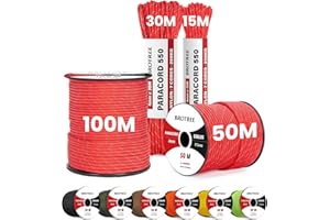 Brotree Reflectante 4mm Paracord 550 7 Hebras Cuerda de Nylon 30M Tipo III Cuerda de Paracaídas - 250kg Carga de Rotura (Reflectante Rojo)
