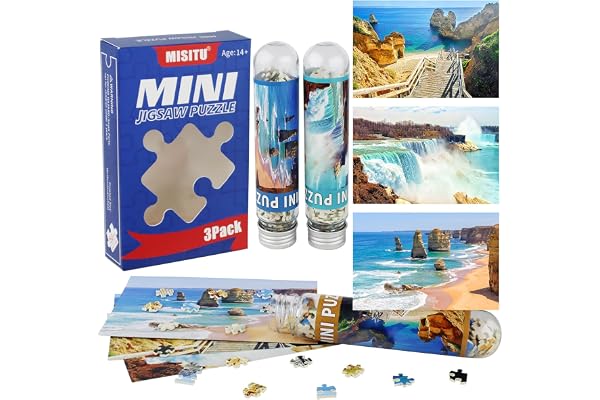 MISITU Pack de 3 puzzles de 150 pièces pour adultes - Plage Cascade - Puzzle portable à emporter