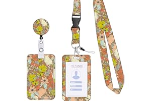 GEFIRE 1 Pcs Brown Floral Porte Carte Avec Cordon, Porte Carte De Bus, Lanyard With Card Holder, Nurse Card Holder, Miner Card Holder, Office And School Supplies