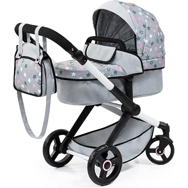 Poussette Pour Poupée SIM Gris Étoile Knorrtoys – Moderne, Pliante, Ceinture De Sécurité, Pour Poupées Jusqu'à 37 Cm