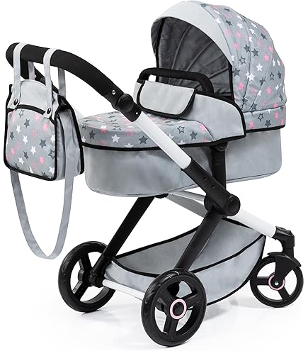 Poussette rétro en bois pour poupée