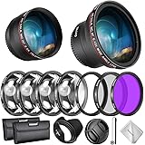 Neewer Filtri 58mm & Accessori per Obiettivo Canon Rebel EF-S 18-55mm: 0,43X Grandangolo, 2,2X Teleobiettivo, Filtri UV/CPL/FLD & Set Filtri Macro, Copriobiettivo, Parasole, Custodia ecc.