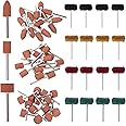Swpeet 62Pcs 1/8" Shank Grinding Stone Set for Rotary Tool, 4 Sizes of Grinding Wheel 4 Colors Head Mounted Points Stone Set Grinding Wheel Bits, Shank Abrasive Mounted Stone for Grinding Polishing