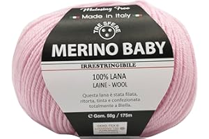 FILATI ITALIANI lana Merino Baby 100% merinos da 50g - 175 metri per uncinetto 3 per copertine da nenonato e capi di abbigliamento di qualita superiore - made in italy (rosa baby - 306, BABY)