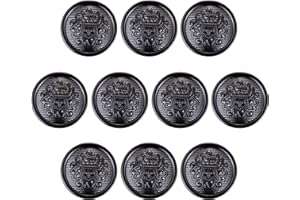 ftiemlovde 10 Eleganti Bottoni Dorati per Giacca Donna in Metallo,Bottoni Grandi per Cappotto Uomo da Cucire,Bottoni Decorativi Vintage Neri Eleganti Camicia Stringi Pantaloni(C10 18mm)