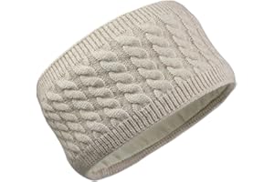 ‎EVER BLOOM Ever Bloom Damen Winter Stirnband, Gestricktes Haarband Zopfmuster, Mädchen Ohrenwärmer gefüttert mit Fleece Innenfutter, Warmes Kopfband für Wandern Joggen Freizeit, Winter Stirnband:Beige