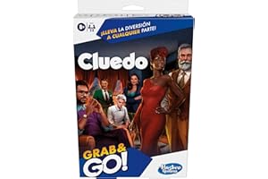 Hasbro Gaming Cluedo Grab and Go, Juegos Portátiles de Viaje para 3 a 6 Jugadores, Juguete de Estrategia para Mesa, Fiestas con Amigos, Regalo para Niños y Niñas de 8 Años o Más