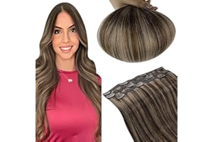 ‎RUNATURE RUNATURE Clip in Extensions Echthaar Braun Hervorheben Menschliches Haar 25cm 3pcs Echthaar Extensions Clip Dunkelbraun mit Aschbraun Clip Extensions Echthaar Günstig #2P8A 50g