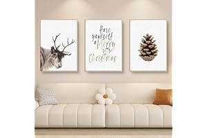 Trayosin 3er Premium Poster Set, Winter-Schnee-Landschaft Bild, Leinwand Gemälde Wandkunst Poster und Druck für moderne Wandbilder Wohnkultur, Weihnachtsdekoration (30x40cm)