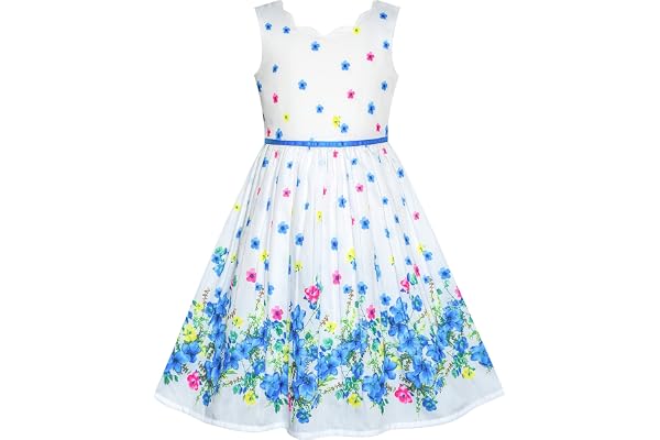 Sunny Fashion Robe Fille Pourpre Tournesol Vert Feuilles Papillon