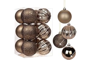 ‎BRIFUL 8CM Weihnachtsdeko Weihnachtskugeln, 12 Stücke Bruchsiche Christbaumkugeln Ornamente Weihnachtsbaumschmuck für Weihnachtsbaum Christbaumkugeln Weihnachtsdekoration Kugeln