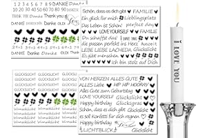 MKISHINE Kerzentattoo kerzen tattoofolie für bis zu 140 Kerzen Kerzentattoo-Folie verschiedene Motive Wasserschiebefolie |dekorieren Sprüche Glückslicht Lieblingsmens Wunschlicht Kerzenfolie,Kerzensprüche