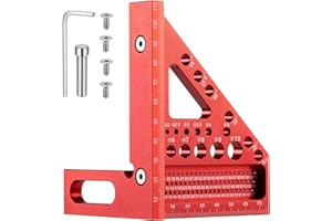 YUENGJGI Misuratore Angolare 3D Multifunzionale, Squadra in Lega di Alluminio 22,5-90°, Strumento di Misura di Precisione, Strumento di Marcatura per Falegnameria