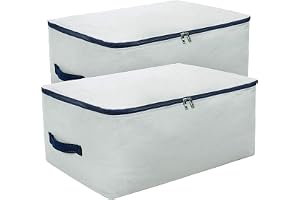 Pack of 2, 70 x 50 x 28 cm, Large Soft Cotton Canvas Storage Pockets