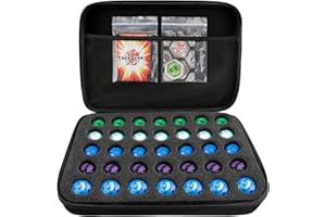 Jucoci Organizer na zabawki kompatybilny z Bakugan Battle Planet, BakuCores, Armored Alliance, Geogan Rising, pokrowiec dla 35 sztuk, pasek na ramię (35 przegródek, czarny)