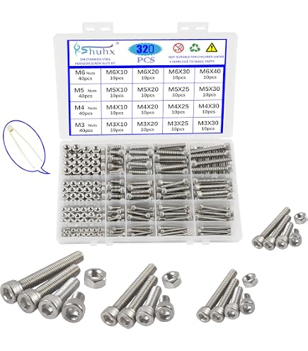 LEMIYOO Set Da 420 Pezzi Viti E Dadi Testa Esagonale - M4 M5 M6 In Acciaio Inox