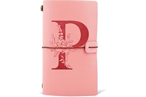 HSDSH Diario in Pelle PU iniziale, Taccuino Diario di Viaggio, Rosa Quaderno Scrittura Appunti Agenda, Compleanno Natale Regalo per Donna Ragazze Amica Studenti Sorella Collega Maestre Rosa(P)