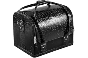 KETALIRIA Malette Maquillage Trousse Maquillage Beauty Case Malette Onglerie Femme Makeup Case de Voyage Malette Coiffure avec Bretelle Organiseur de Maquillage, Noir