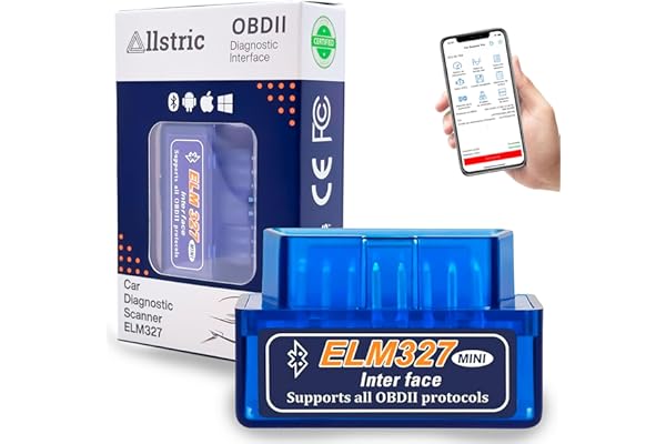Allstric® Obd2 Diagnosis Coche Multimarca. ELM 327 Lector y Herramienta de Análisis y Diagnostico. Obd2 Bluetooth OBD Original para Escaner. Maquina Diagnosis Coche de Fallos y Errores.