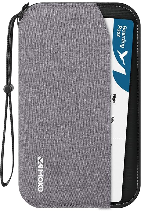 Portefeuille Passeport Familial Anti-RFID - 4 Poches Passeport, 20 Emplacements, Sangle Amovible