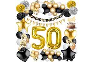 ‎AMTEKER Amteker 50th Birthday Decoration for Men and Women, Gold 50th Birthday Decoration Balloons, Birthday Confetti, 50th Birthday Decoration, Happy Birthday Decoration