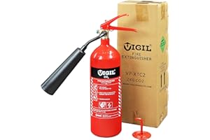VIGIL CO2 Fire Extinguisher 2 kg – Fire Extinguisher for Class B Fires - 34B Rating – Extinguisher for Electrical & Flammable Liquid Fires - Comes with 5-Year Warranty