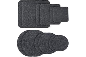 CISHOW 12 szt. filcowych podstawek pod rośliny, podkładki pod szkło, nadają się do prania, zestaw filcowy, Ø 12 szt., czarne (okrągłe, prostokątne)