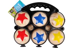 MGM BLUE SKY - 6 Bolas de Petanca - Juego al aire libre - 048047A - Multicolor - 2 a 6 jugadores - Madera - 22 cm x 17 cm - Juguete para niños - Juego de habilidad y al aire libre - A partir de 5 años