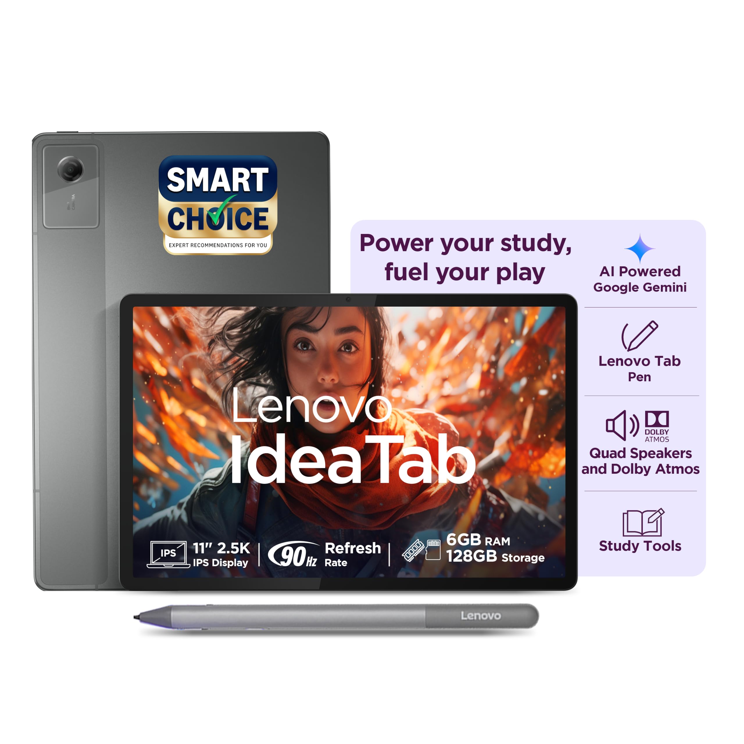 Lenovo Idea Tab ( Smartchoice) with Tab Pen | WiFi+5G |11" 2.5K IPS Display |6GB RAM + 128GB ROM (Expandable Upto 2TB)| MediaTek Dimensity 6300|7040mA