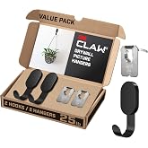 3M CLAW 25 lbs. Al&ccedil;ıpan Kanca ve Resim Askısı Seti, Ev Dekoru ve Oda Dekoru i&ccedil;in Ağır Asma &Ccedil;&ouml;z&uuml;m&uuml;, 2 Mat Siyah Kanca ve 2 Res