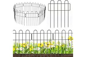 BIGINGJIA 10-Pack Decorative Garden Fence Panels - Outdoor Metal Fencing Ornamental Panel,Rustproof, Animal Barrier, Fence Panel Perfect for Landscaping and Flower Bed Edges (Square)