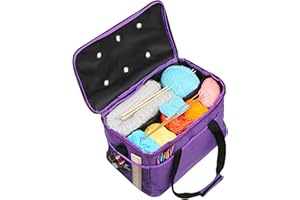 LEMESO, borsa per lavoro a maglia portatile con quattro scomparti (tre piccoli, uno grande), colore: viola