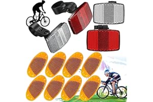 LANKAI 12 Pièces Réflecteur à Rayons pour Vélo de Montagne, Réflecteur de Vélo Avant Et Arrière, Réflecteurs Avant Et Arrière pour Vélo de Montagne, Convient Aux Vélos de Montagne (Blanc, Jaune, Rouge)