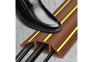 SEGNAYEN Protection de câble de sol de 3 m pour ranger les câbles de sol, cache-câbles en caoutchouc robuste avec 3 grands canaux, marron et jaune