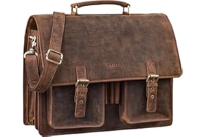 STILORD 'Anton' Maletín de Cuero Genuino XL - Compartimento para Portátil de 15.6' - Adaptable - Versión Mejorada