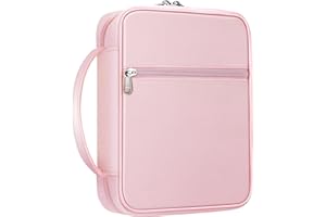 FINPAC Bible Cover, Carrying Book Case Church Bag Bible Protective with Handle and Zippered Pocket, Gift for Mother Lady Women Men, Rose Gold