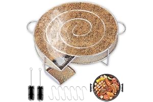 ‎AOREUN Aoreun Kaltrauchgenerator, Edelstahl Räucherschnecke zum Kalträuchern, Mehrweg Rund Rauchgenerator mit 2 Bürste & 6 Fleischhaken zum Grillen, Speck, Fisch, Lachs, Fleisch