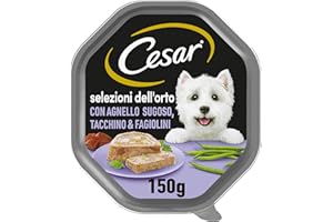 Cesar Selezione dell'Orto Cibo Umido per Cane, con Agnello succoso, Tacchino e Fagioli in Gelatina 150 g - 14 Vaschette